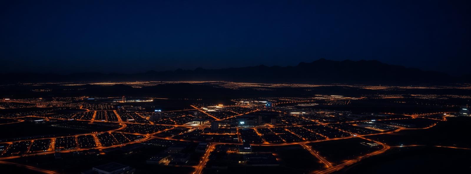 Aerial view of the El Paso, Texas skyline at dusk, illustrating the metro area TactStack serves trade and service businesses in
