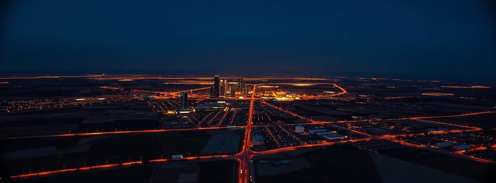 Aerial view of the Fresno, California skyline at dusk, illustrating the metro area TactStack serves trade and service businesses in