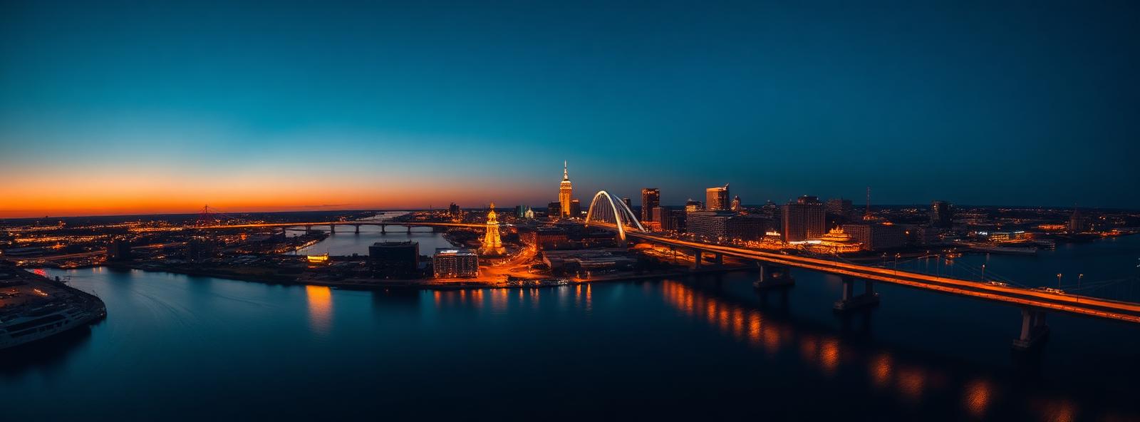 Aerial view of the Memphis, Tennessee skyline at dusk, illustrating the metro area TactStack serves trade and service businesses in