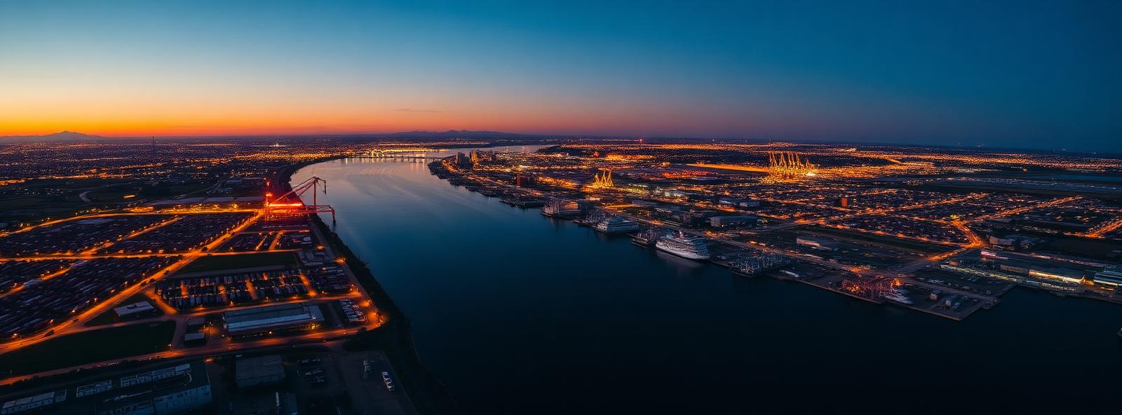 Aerial view of the Stockton, California skyline at dusk, illustrating the metro area TactStack serves trade and service businesses in